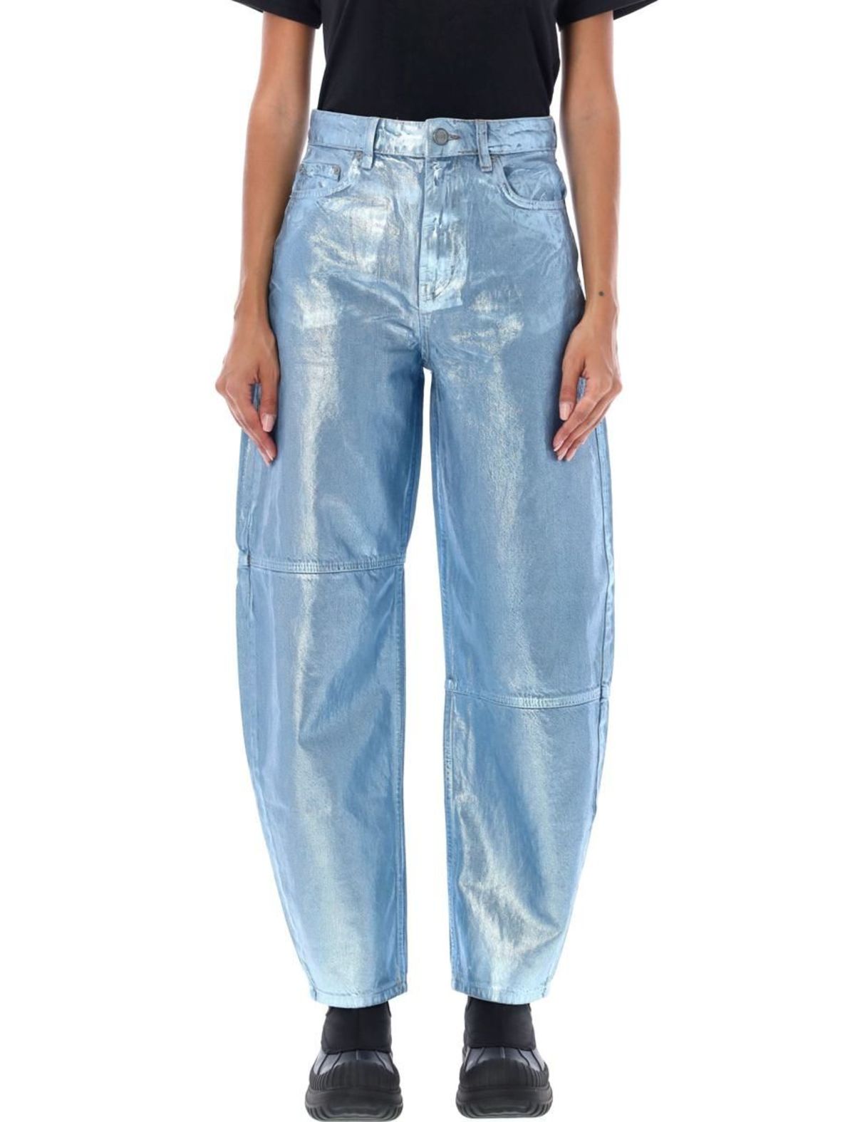 Ganni Foil Denim Pant - Heather Blue | Garmentory