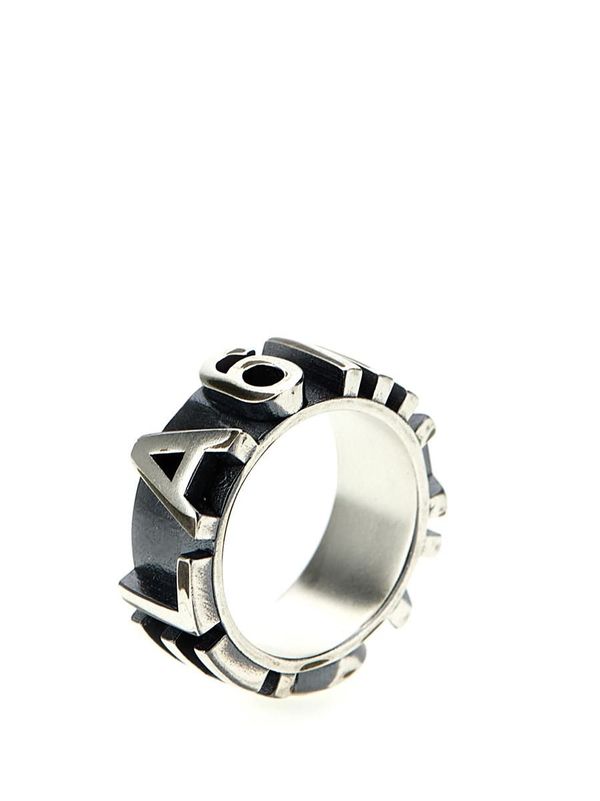 指輪・リング Mm6 Maison Margiela Logo Ring MM6 Maison Margiela Triple Logo Ring | Silver | FARFETCH