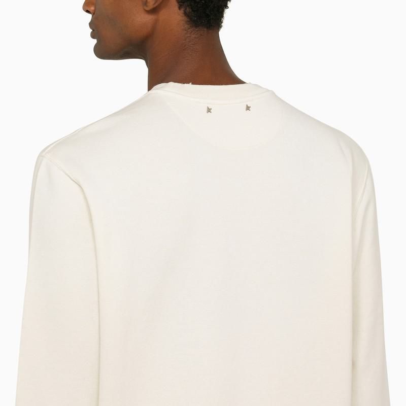 スウェット・トレーナー GOLDEN GOOSE WHITE COTTON SWEATSHIRT Men's white cotton sweatshirt with front print