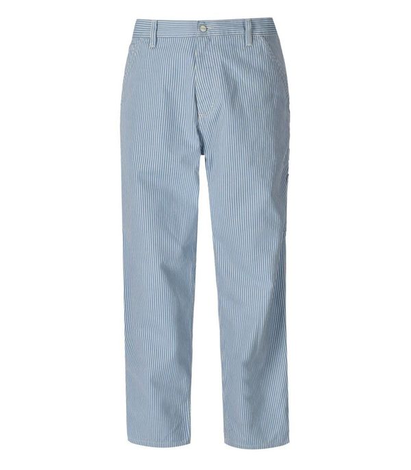 CARHARTT WIP TERRELL SINGLE KNEE LIGHT BLUE STRIPED TROUSERS