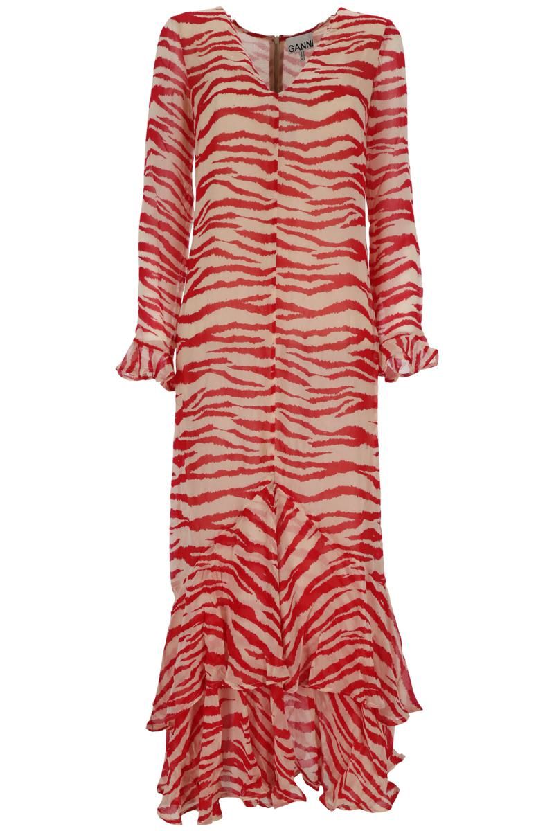 open lace back dress Ganni Pink & Brown Striped Cotton Dress sz 2 l Michael's Luxury Consignment   Michael's Consignment NYC