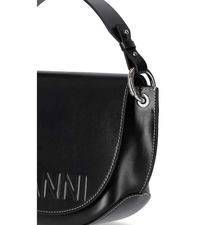GANNI BANNER SADDLE BLACK CROSSBODY BAG | Garmentory