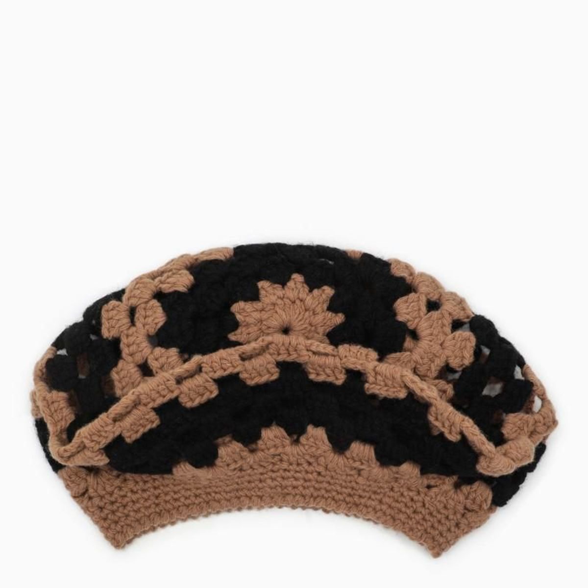 GANNI Black/hazelnut crochet hat | Garmentory display picture 1