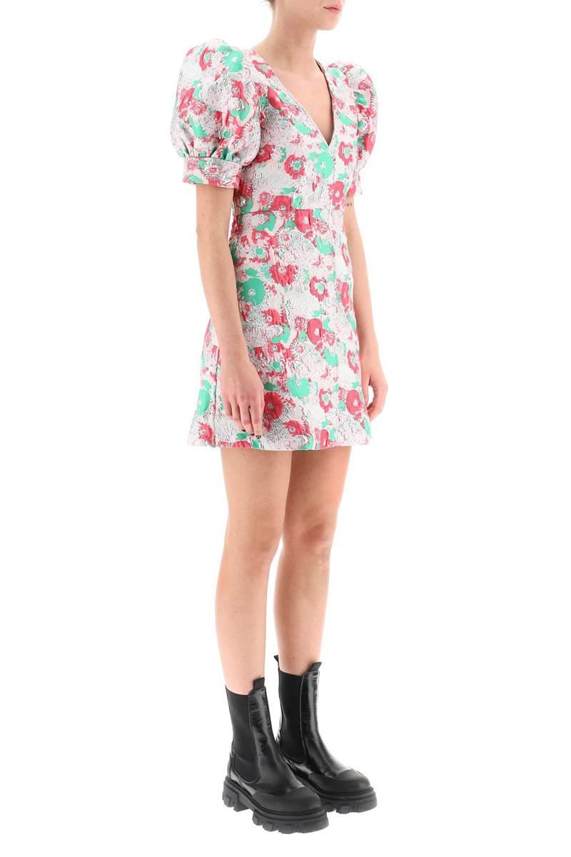 【関税&送料込】Ganni 3D Jacquard Mini Dress GANNI 3D Jacquard A-shaped Zip Mini Dress Black | END. (US)