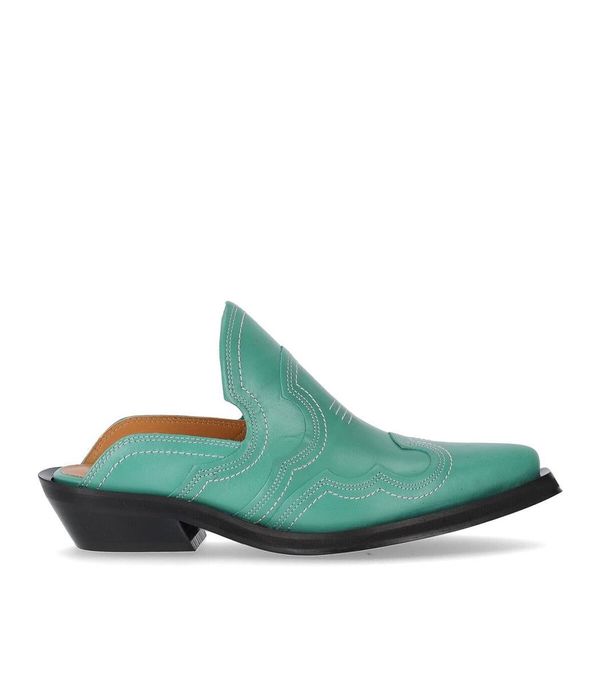 GANNI WESTERN GREEN MULE | Garmentory