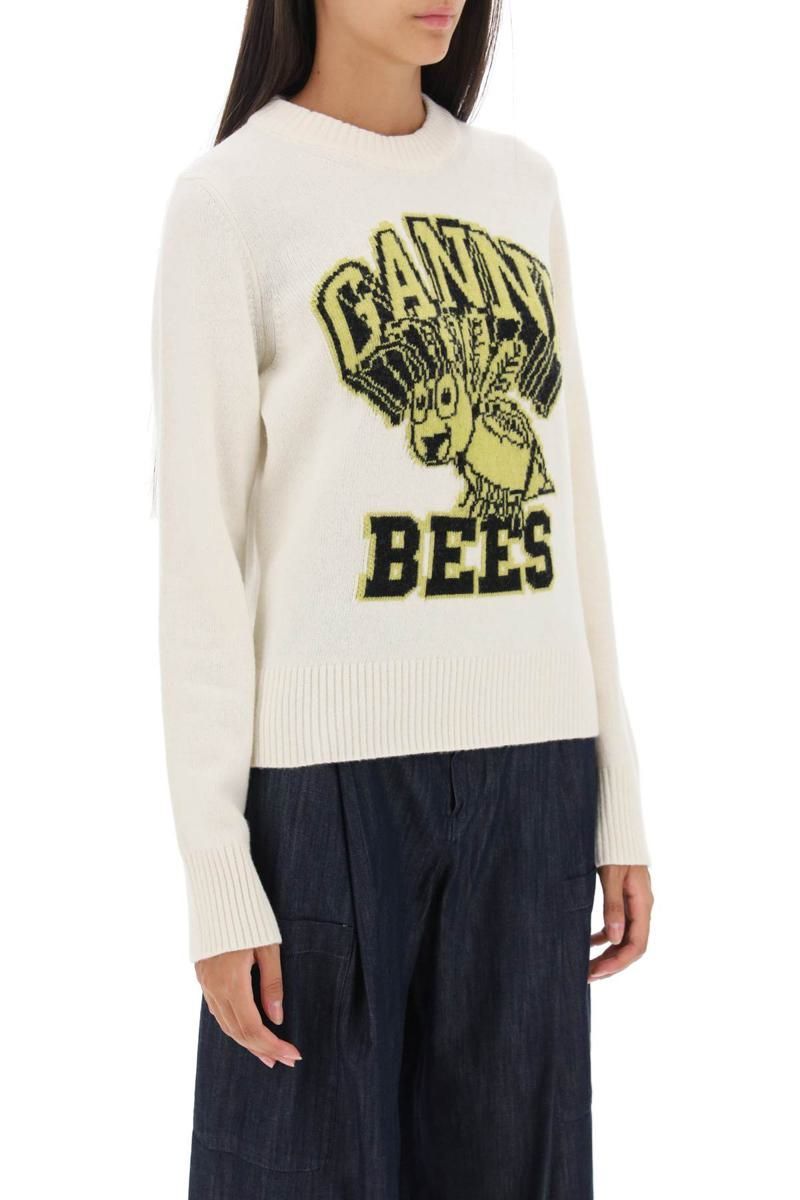 新品未使用　GANNI／Graphic O-neck Pullover Bees Ganni | Bees Graphic O-Neck Pullover | Egret | Garmentory