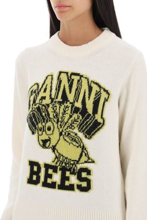 【GANNI】Graphic O-neck Pullover Bees Ganni | Bees Graphic O-Neck Pullover | Egret | Garmentory