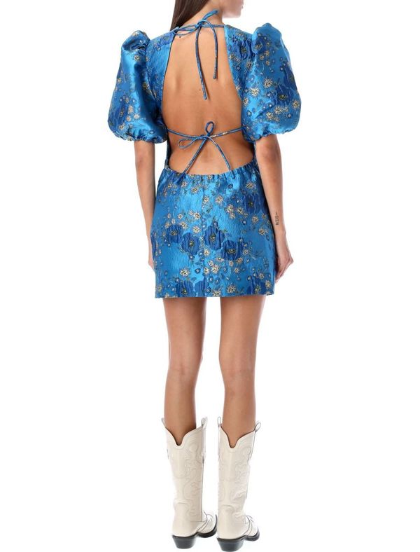 未着用 GANNI Jacquard OPEN BACK MINI DRESS GANNI Jacquard Open Back Mini Dress | Garmentory