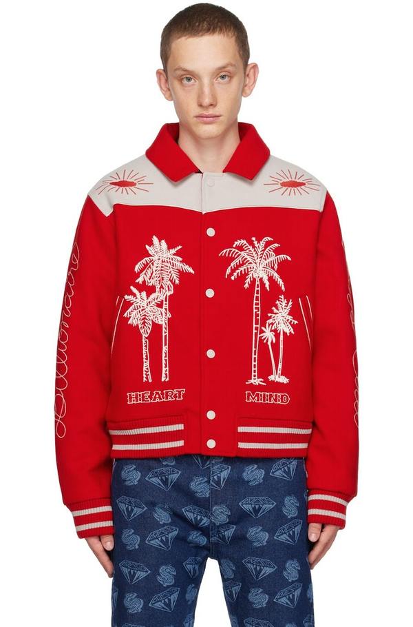 Billionaire Boys Club Red Embroidered Bomber Jacket | Garmentory