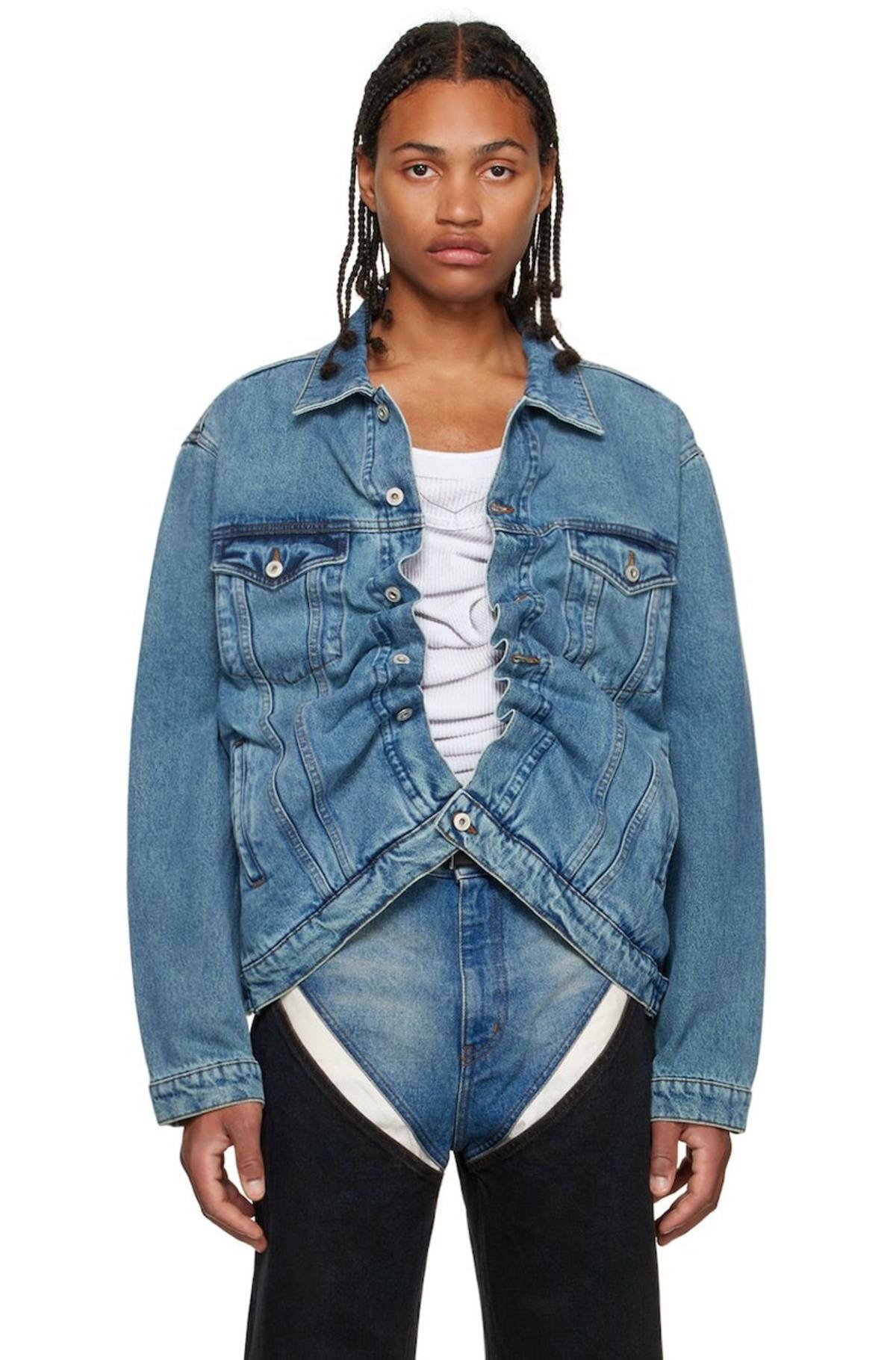 Y/project wired denim jacket デニムジャケット Y/Project Wire Denim Jacket - Blue | Garmentory