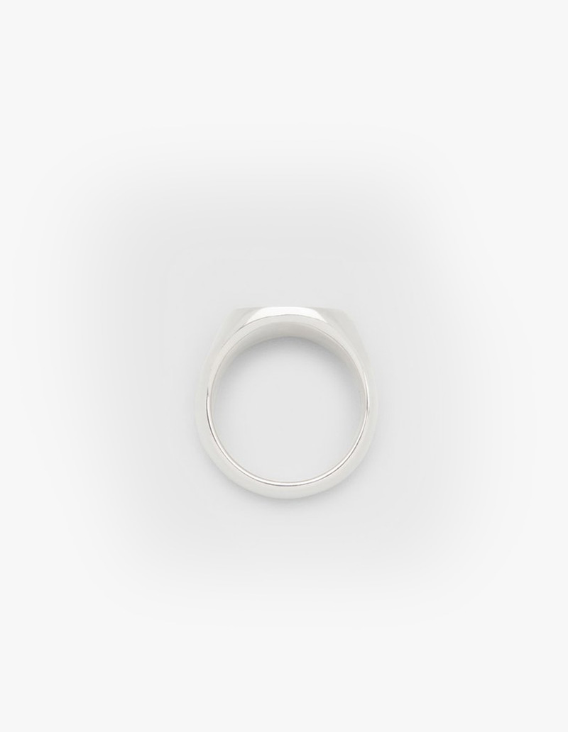 Tom Wood Pinkie Cushion Black Spinal Ring - Silver