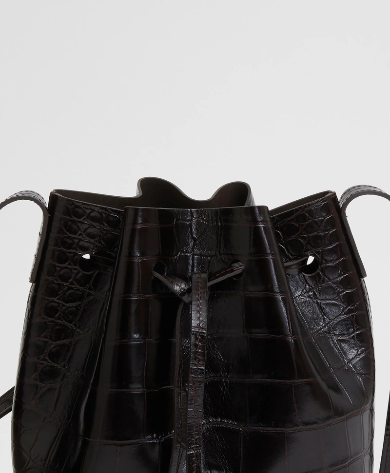 Mansur Gavriel Mini Bucket Croc Bag Chocolate Garmentory