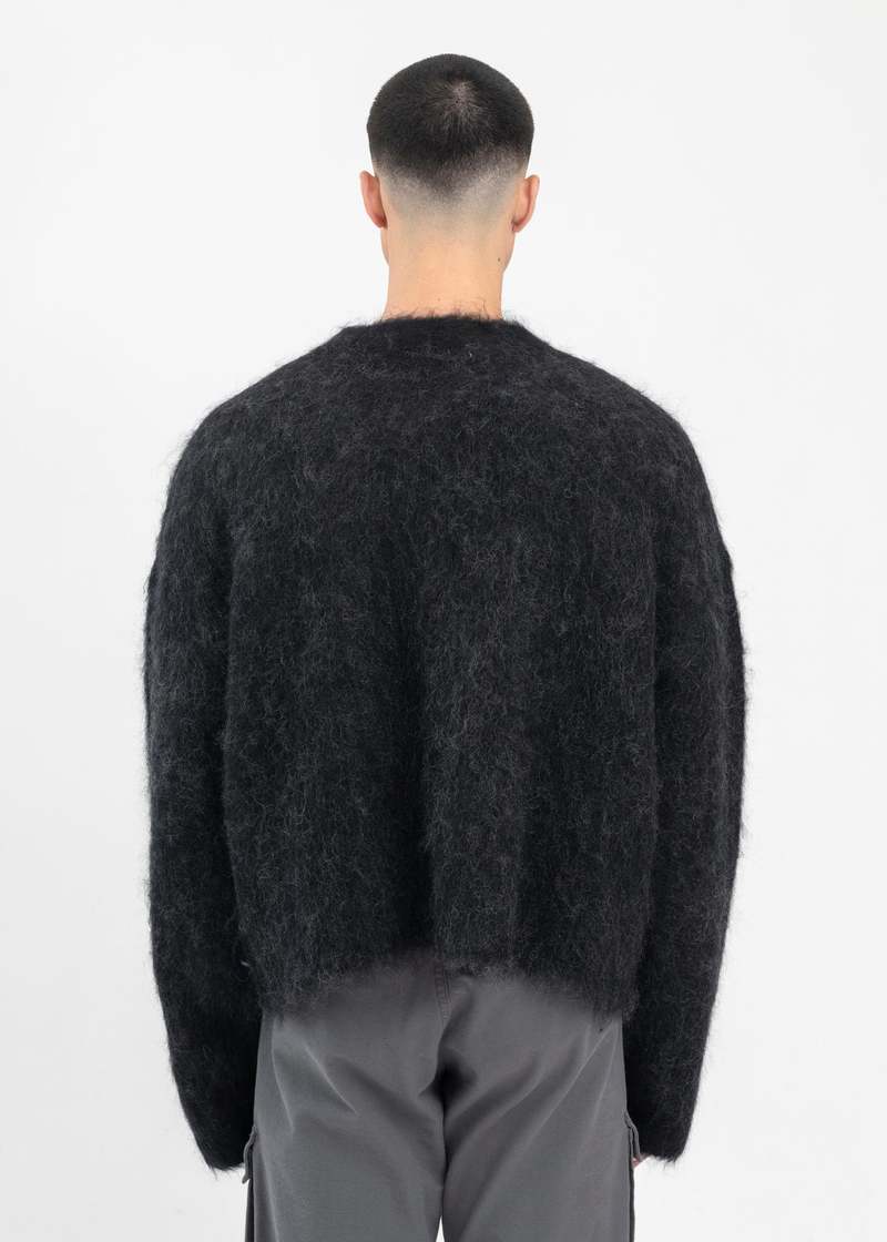 Martine Rose BRUSHED MOHAIR EROS V-NECK JUMPER - BLACK/CHARCOAL