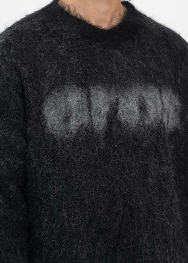 Martine Rose BRUSHED MOHAIR EROS V-NECK JUMPER - BLACK/CHARCOAL