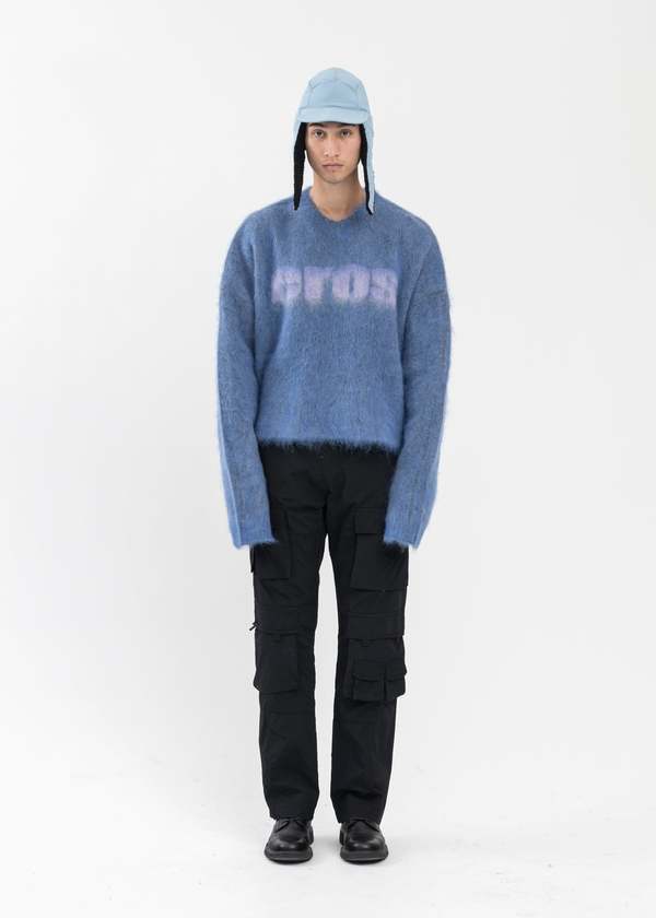 トップス Brushed Mohair Eros V-Neck Jumper Martine Rose BRUSHED MOHAIR EROS V-NECK JUMPER - BLUE/LILAC