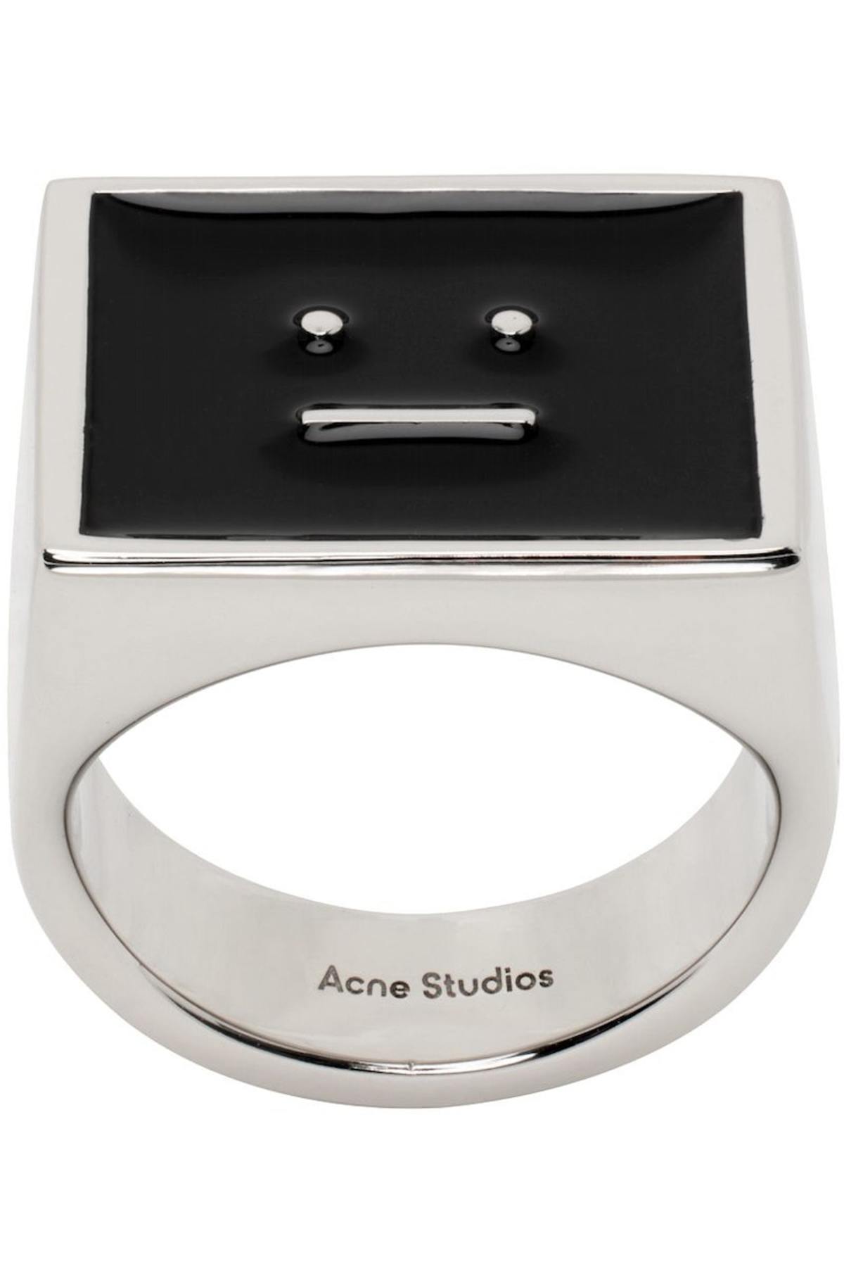 Acne Studios Silver & Black Enamel Ring - Black | Garmentory