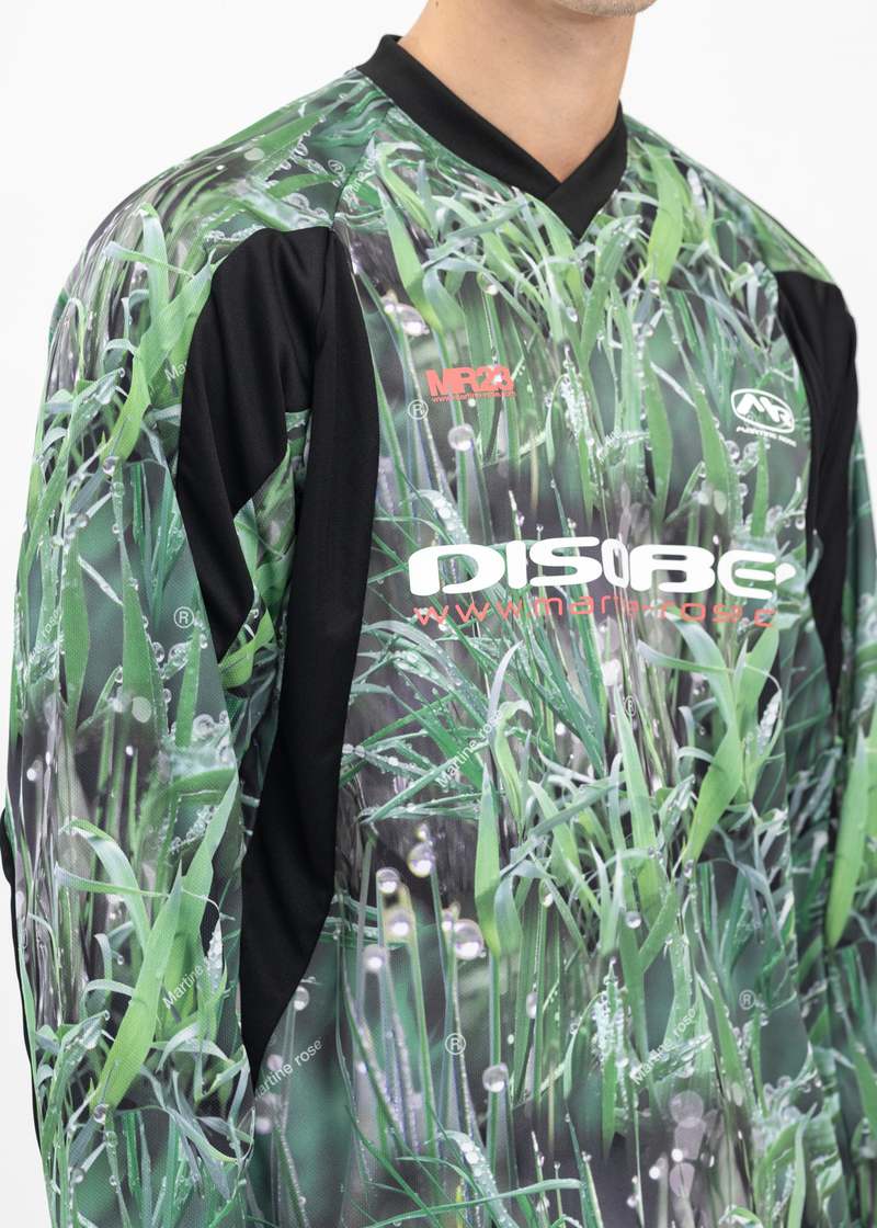 【MARTINE ROSE】PANELLED FOOTBALL TOP GRASS PRINT/BLACK Martine Rose Panelled Football Top Grass Print / Black In