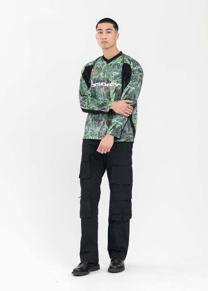 Martine Rose PANELLED FOOTBALL TOP - GRASS PRINT BLACK