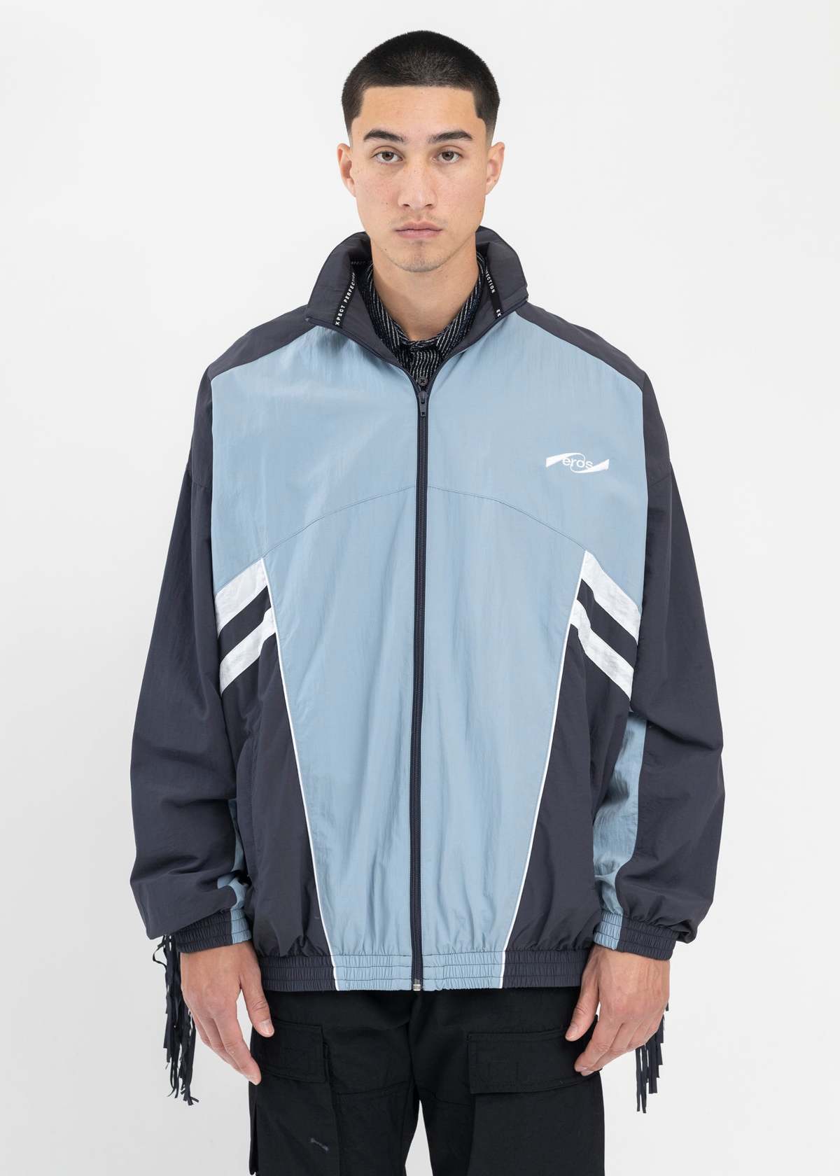 Martine Rose FRINGE TRACK JACKET - NAVY/BLUE | Garmentory