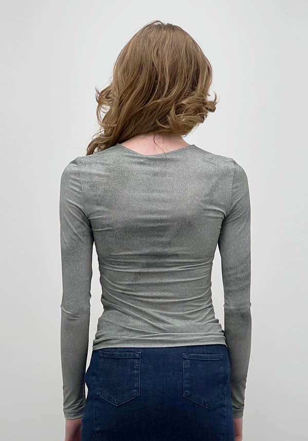 Paloma Wool ARCANGEL Printed Long Sleeve Top - Mid Grey