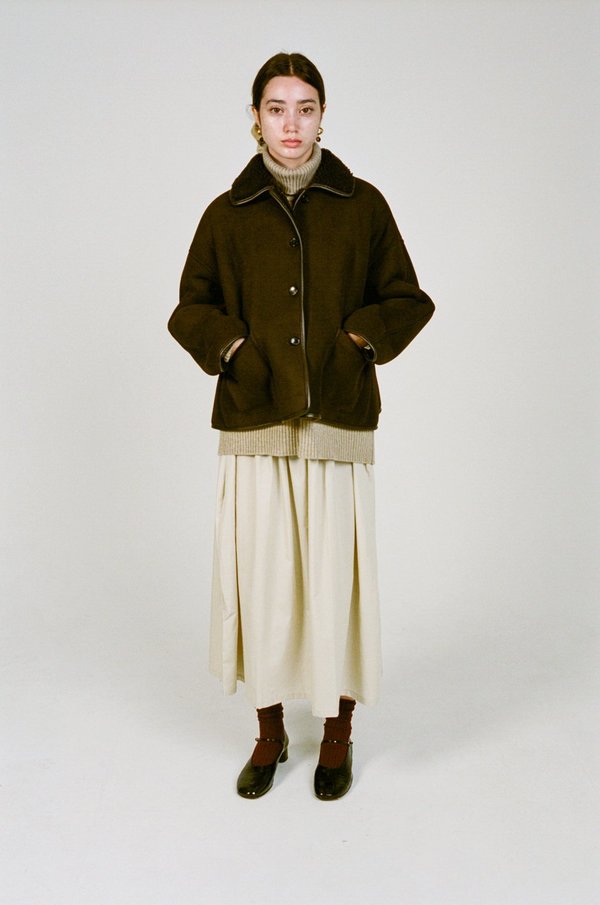CAWLEY Avis check sheepskin jacket定価約40万 Cawley Avis Check Shearling Jacket - Chocolate/Tan | Garmentory