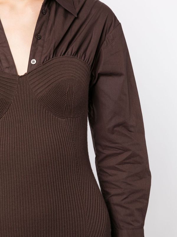 staud hazel long sleeve midi dress Staud Hazel Dress in Mahogany