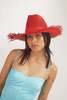 Vented Western Hat w. Fringe in Tomato Toquilla Straw - Thumbnail 3