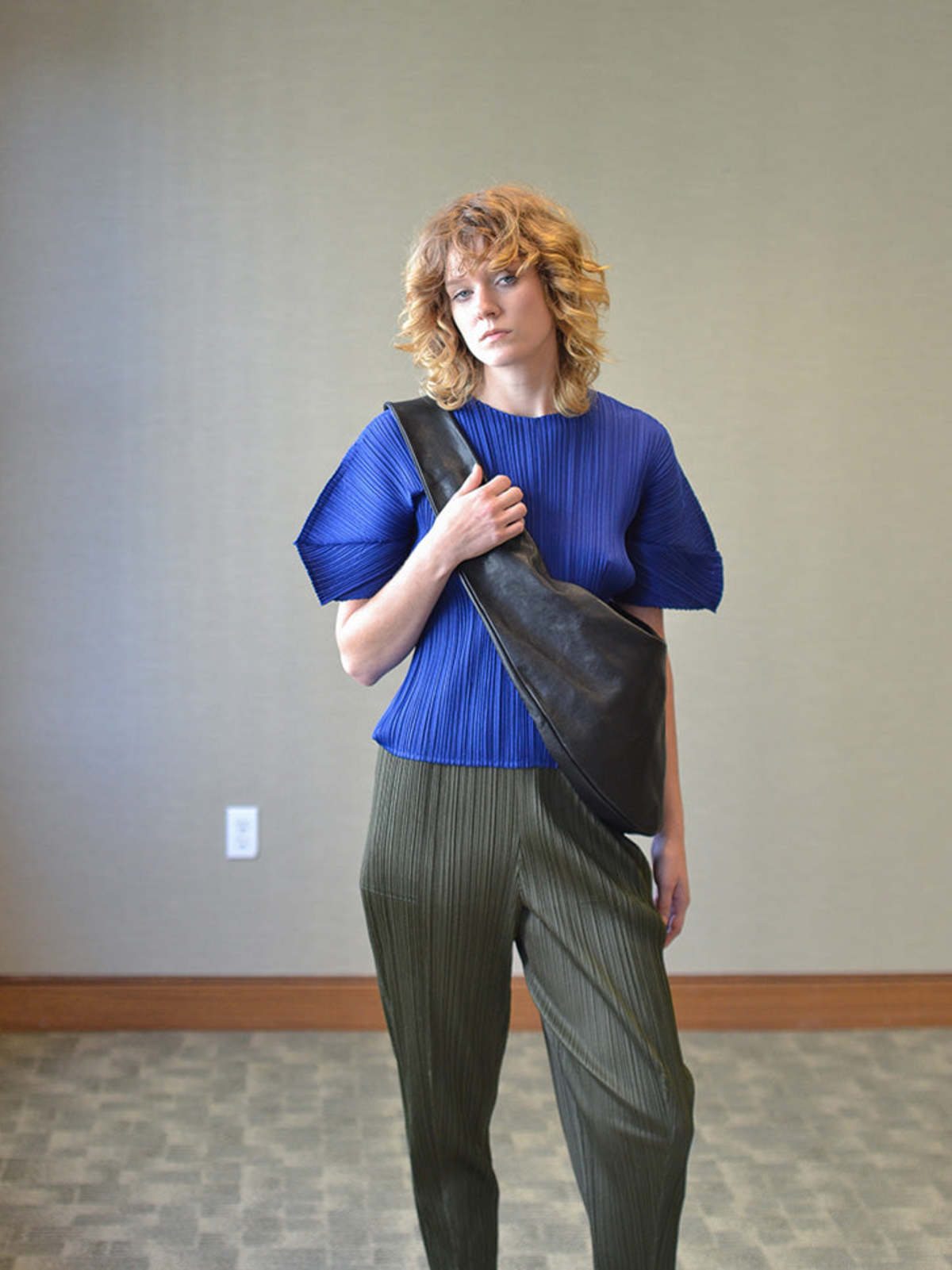 me by issey miyake 刺繍 design tee ISSEY MIYAKE me Flower Print Stretch Pleated 3/4 Sleeve T