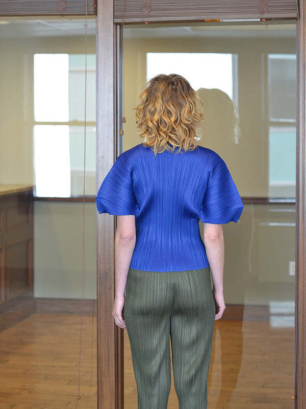 Issey Miyake Sculpted Sleeve Top - Deep Blue | Garmentory