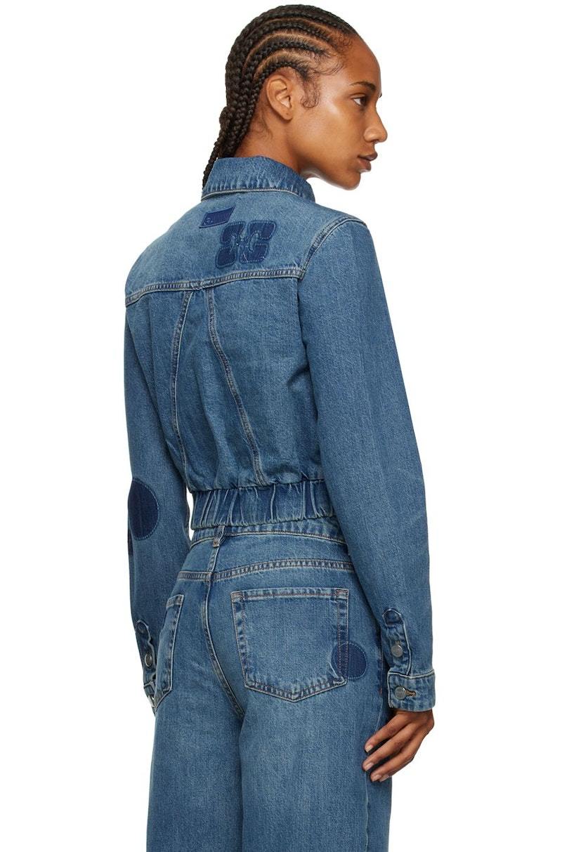 Ganni Patch Denim Jacket - Blue | Garmentory