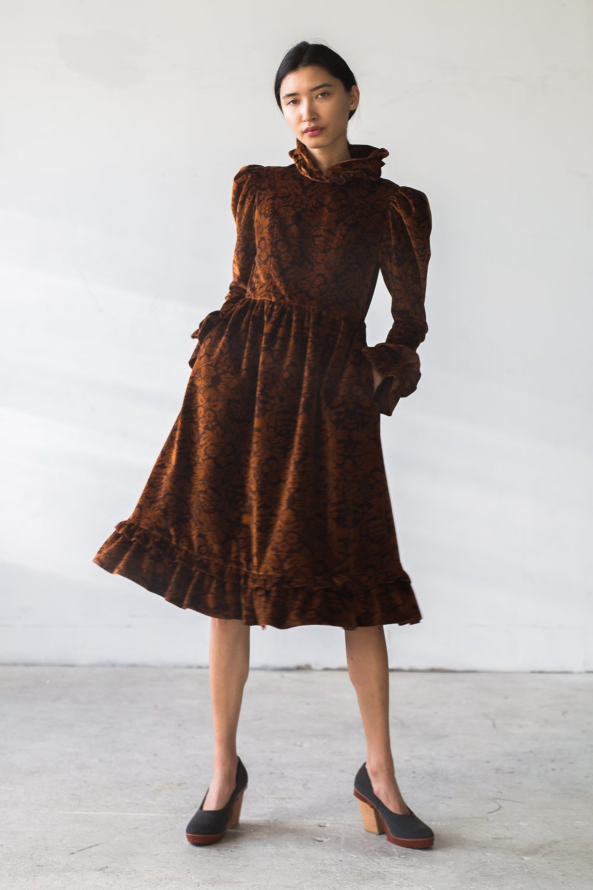 Batsheva Velvet Dress Brown Floral Garmentory