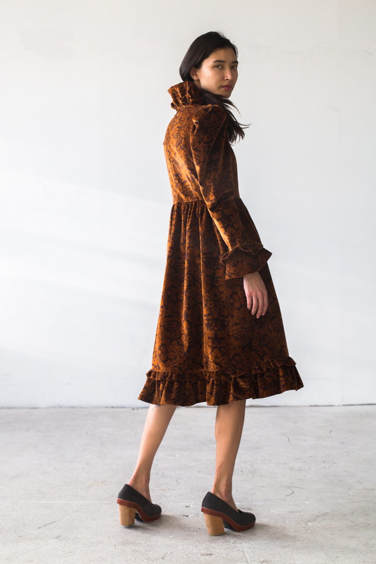 Batsheva Velvet Dress Brown Floral Garmentory