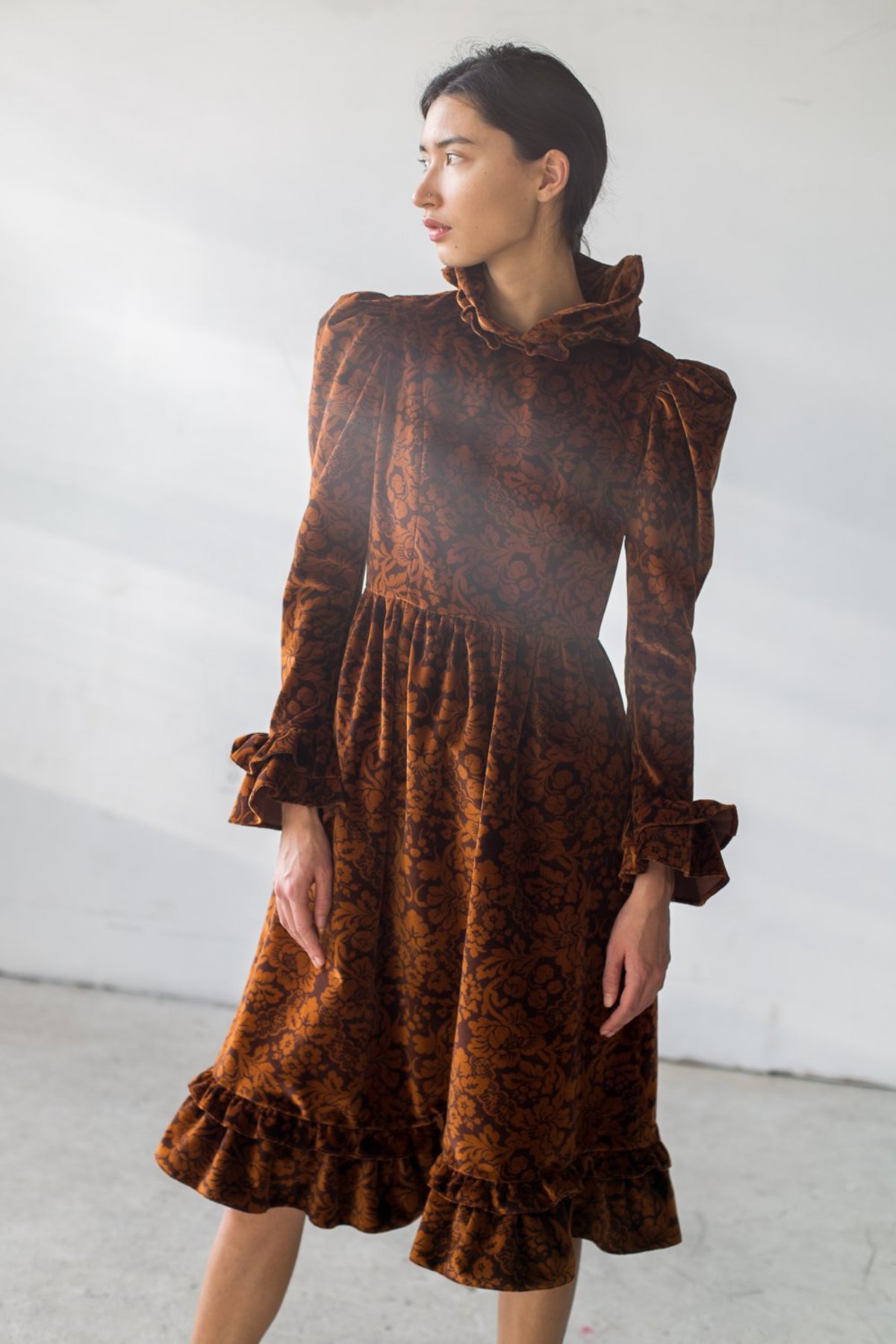Batsheva Velvet Dress Brown Floral Garmentory