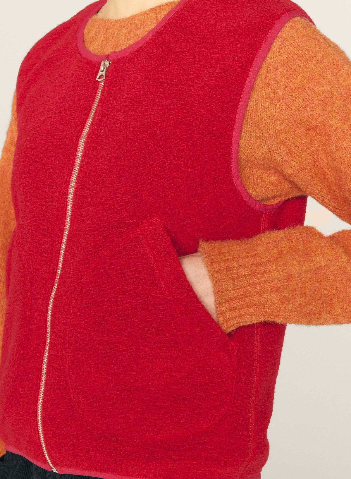 YMC Utah Recycled Fleece Gilet - Red | Garmentory