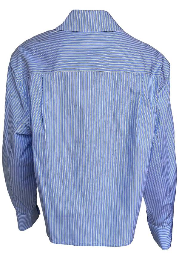 Jonathan Simkhai Renata Cropped Button Down Shirt - Blue Stripe 