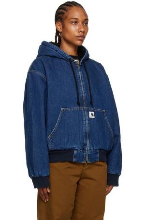 BLUER/BLR】DAMAGED WORK DENIM HOOD JACET Blue Hooded Denim Jacket