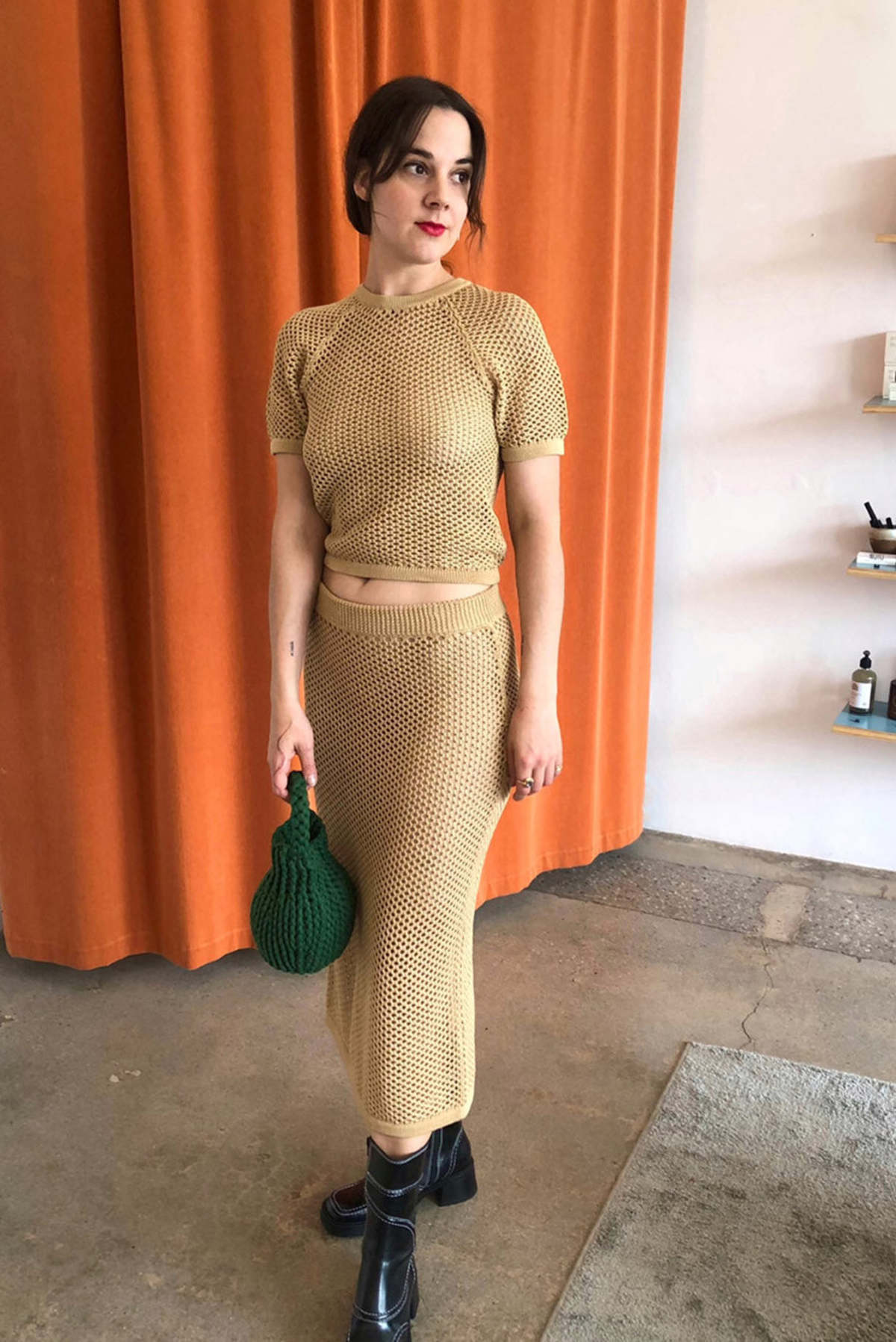 Mozhdeh Matin Net Skirt - Sand - Image 1 of 2