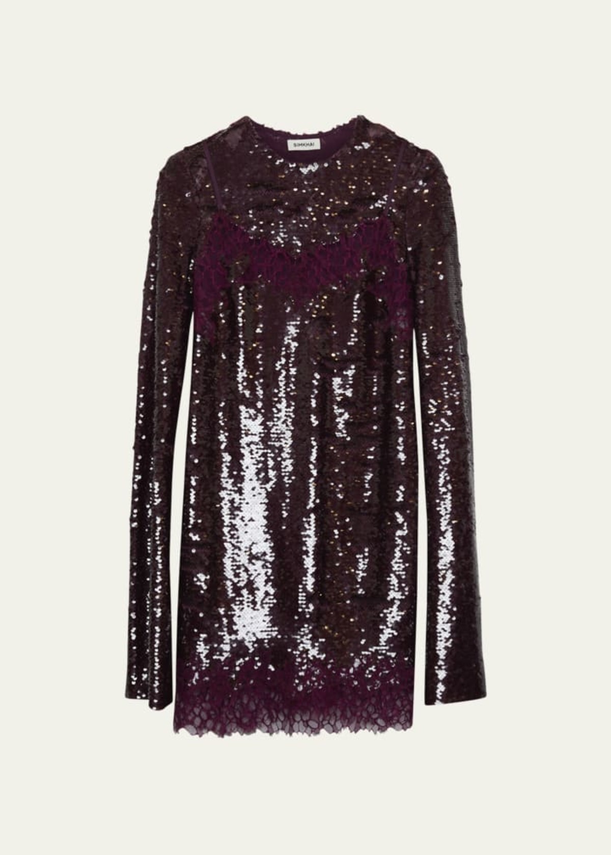 Jonathan Simkhai Mako Sequin Lace Mini Dress - Mangosteen | Garmentory