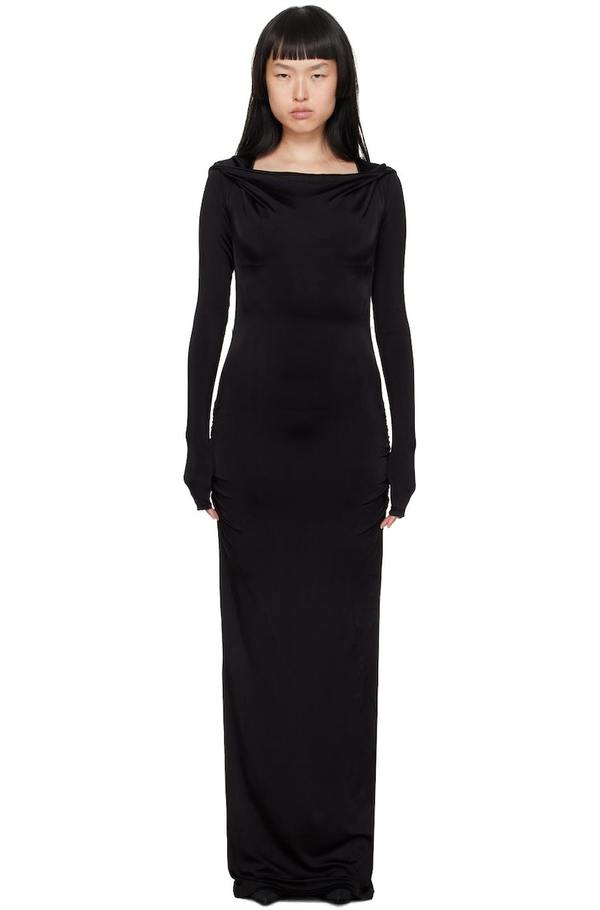 chinese dress ladies Gauge81 Elos Draped Satin-jersey Gown - Women - Black Dresses main image 0