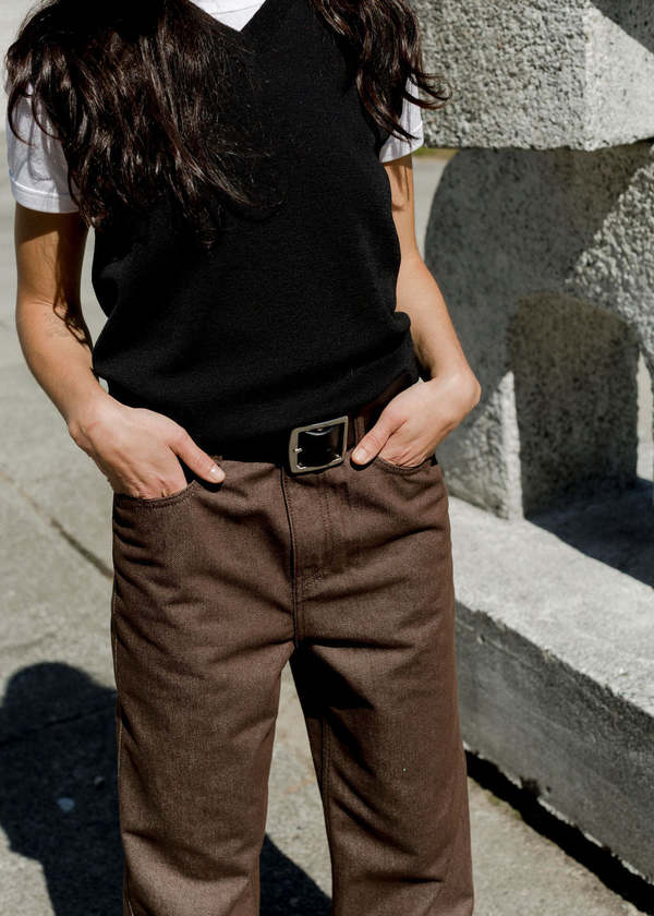 Amomento Colored Straight Fit Denim Pants - Brown | Garmentory