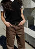 Amomento  Colored Straight Fit Denim Pants - Brown - Thumbnail 2