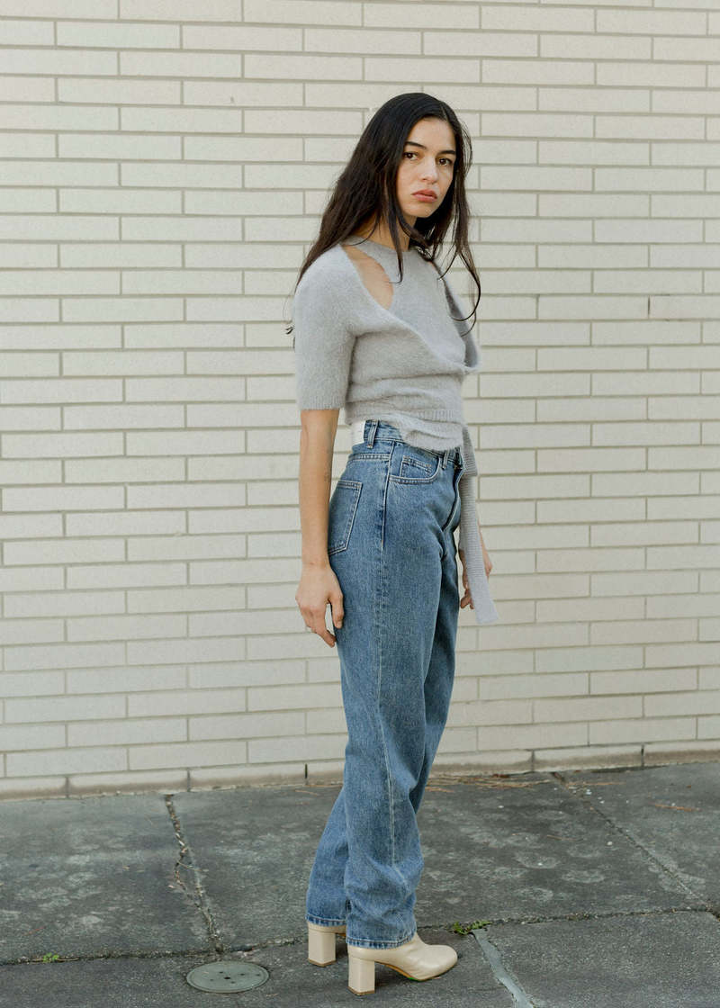 Amomento Straight Fit Denim Pants - Mid Blue | Garmentory