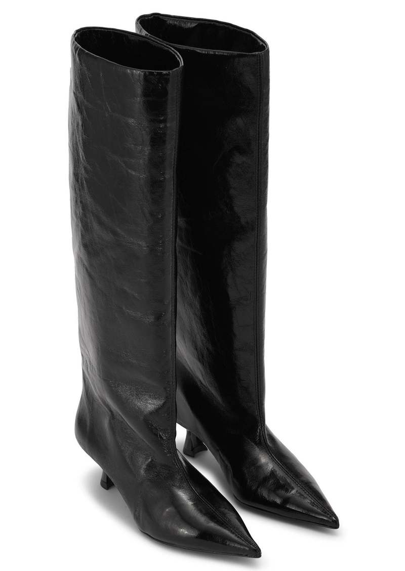 Ganni Soft Slouchy High Shaft Boot - Naplack Black | Garmentory