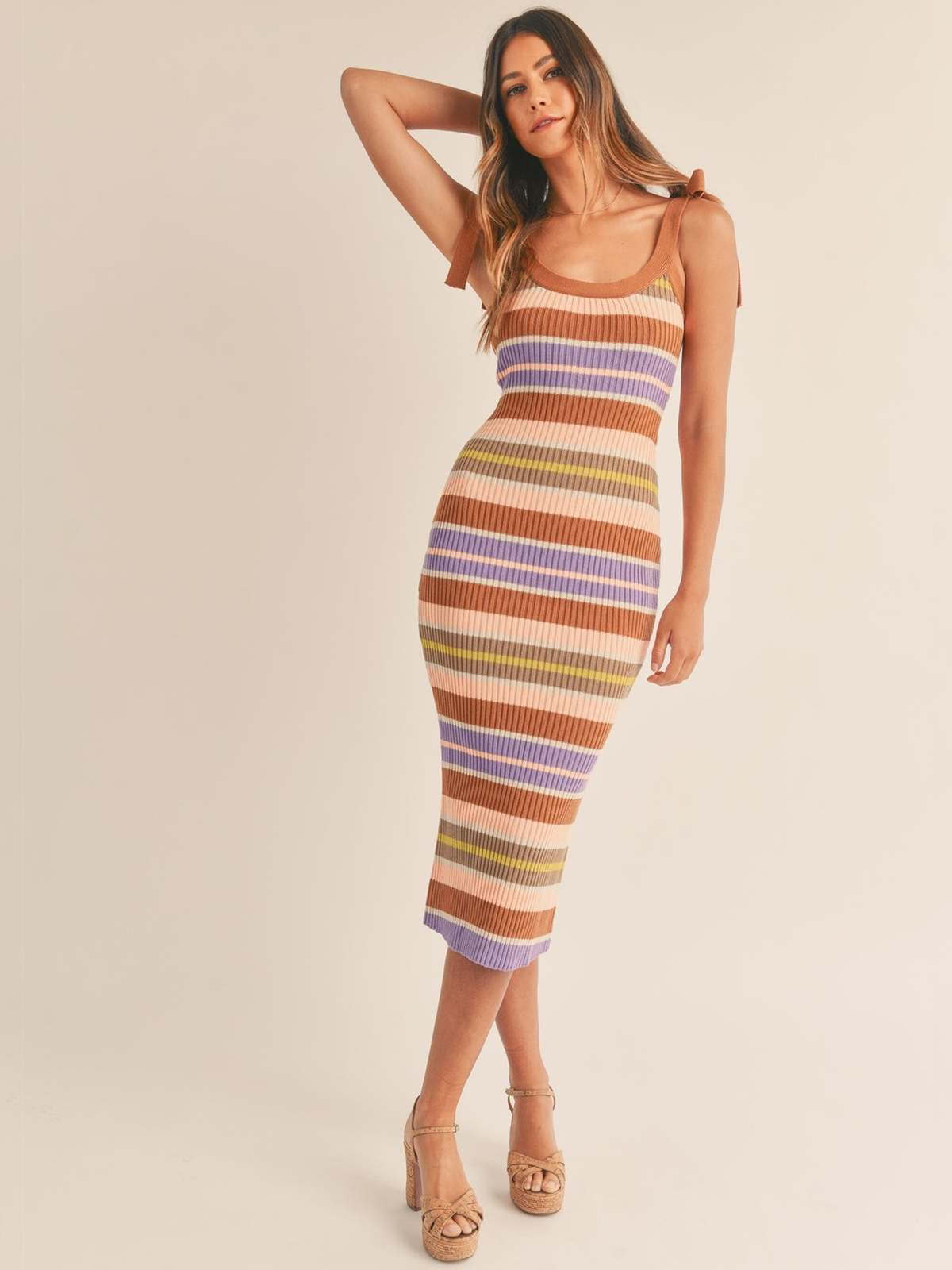 knit dress halter Caprice Halter Knit Maxi Dress - White main image 0