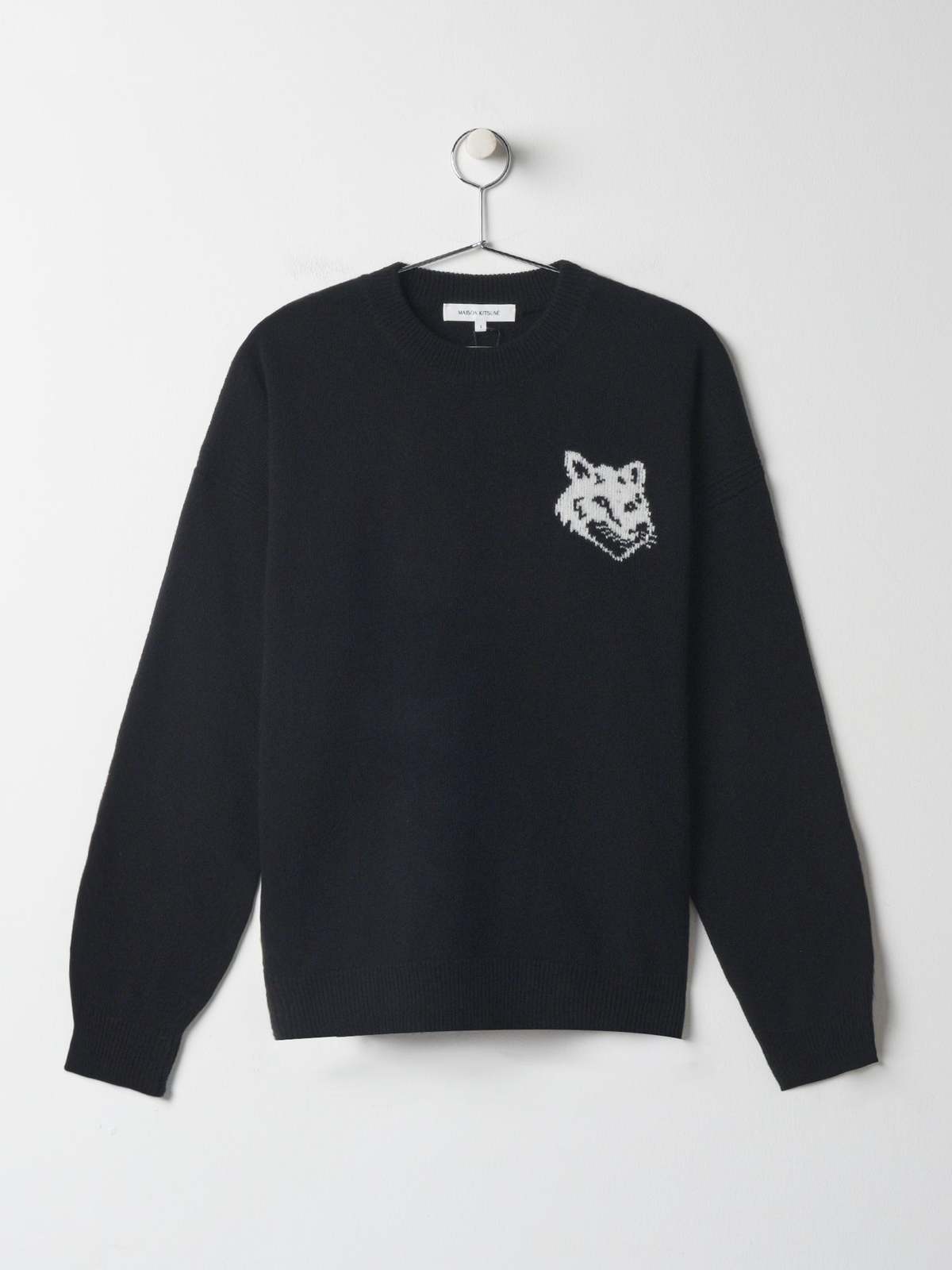 Maison Kitsuné Fox Head Intarsia Comfort Jumper - Black | Garmentory