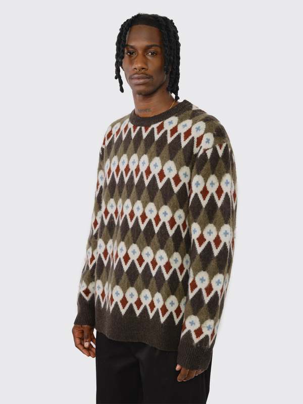Norse Projects Rune Loose Merino Fair Isle Jacquard Sweater - Ivy