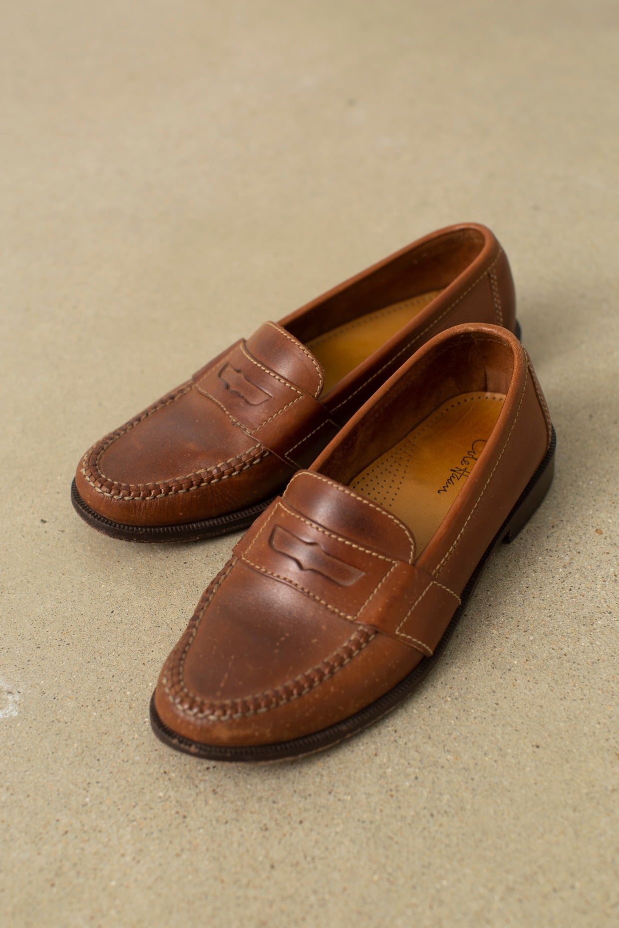 Vintage Brown Leather Slip On Loafers main image 0