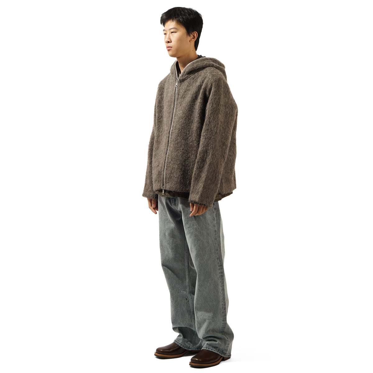 Lauren Manoogian Mohair Full Zip Hood - Mole Grey | Garmentory