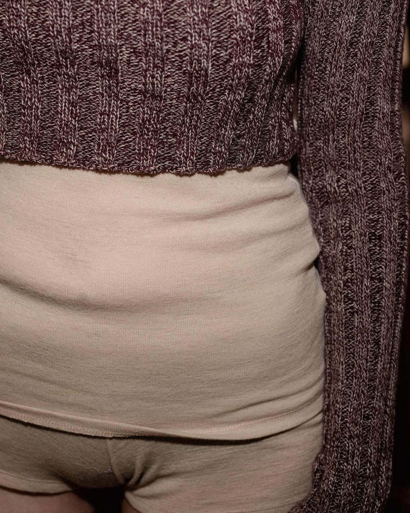 Baserange Macau Crop Pullover - Burgundy Melange | Garmentory