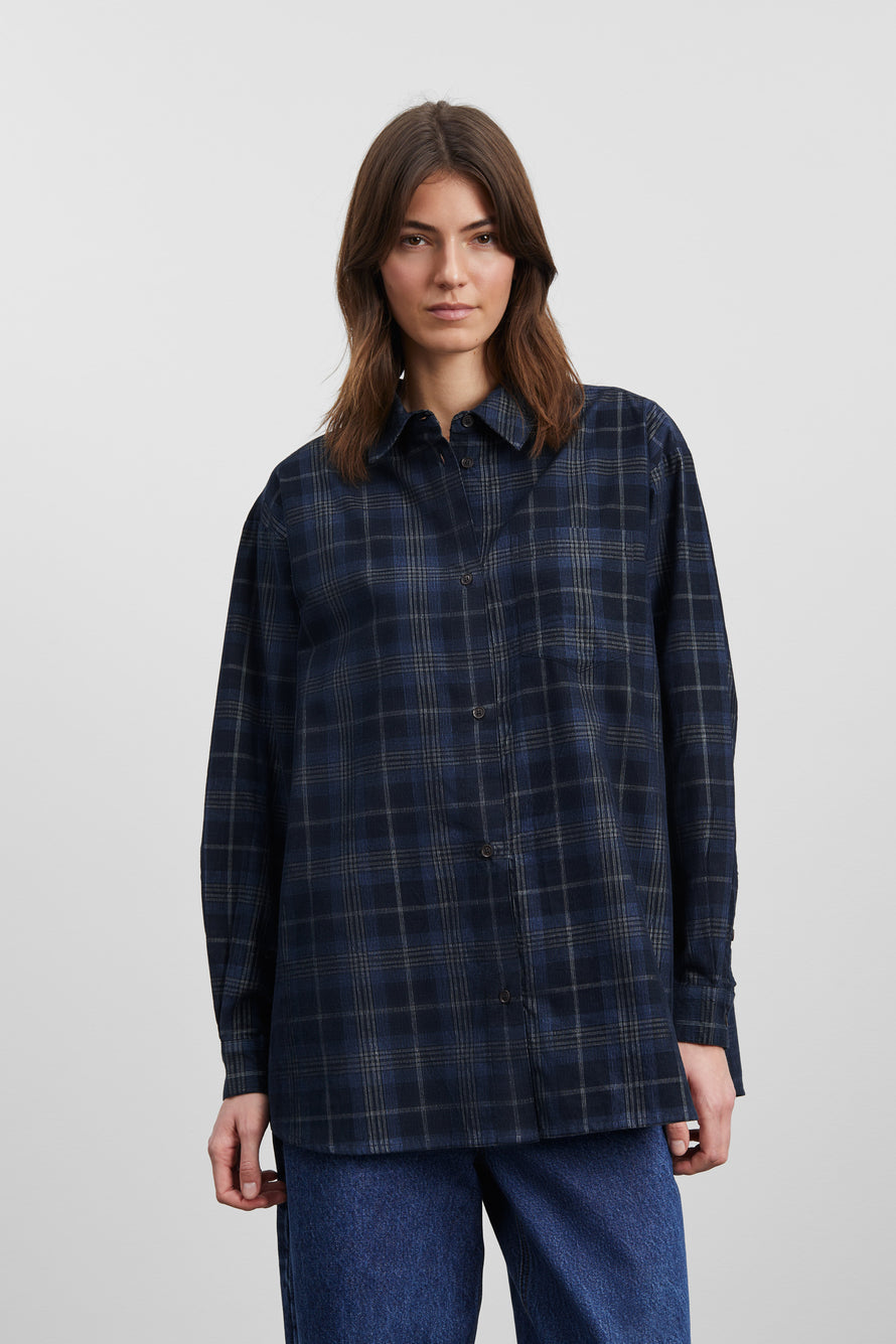 Skall Studio Edgar Shirt - Dark Navy Check | Garmentory